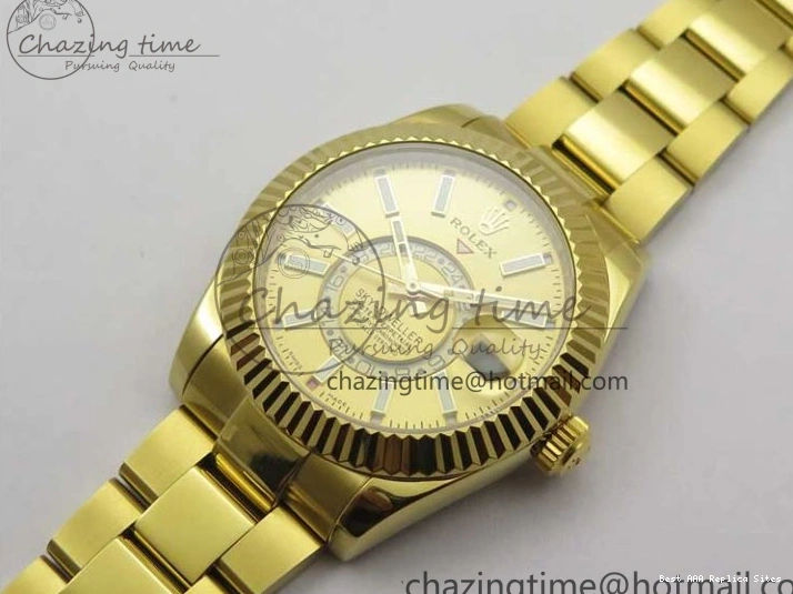 Best AAA Replica Sites YG 326934 Sky-Dweller YG on TravelReady Bracelet 2785 Dial A23J Gold AIF to 1217